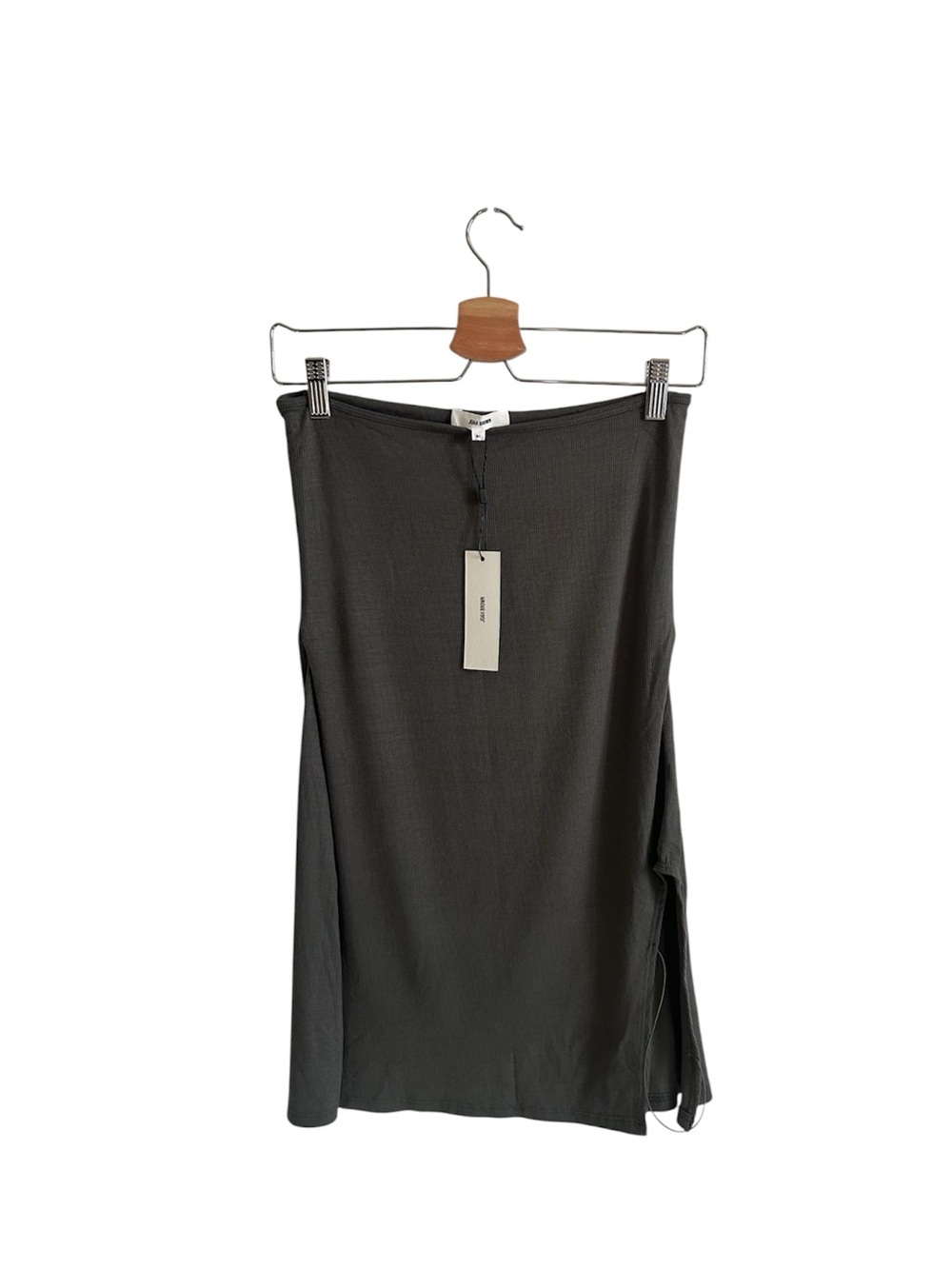 Joah Brown NWT Side Slit Ribbed Midi Skirt Elastic Green M/L